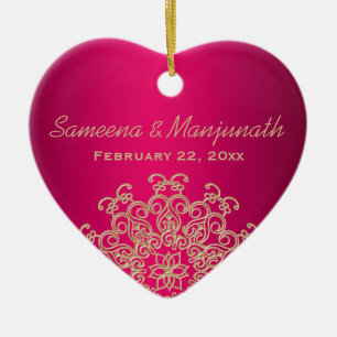 Fuchsia en Gouden Indiase Stijl Huwelijkspartij Fa Keramisch Ornament