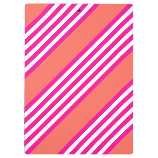 Fuchsia en levend koraal vijf strepen patroon klembord (Achterkant)