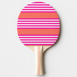 Fuchsia en levend koraal vijf strepen patroon tafeltennisbatje