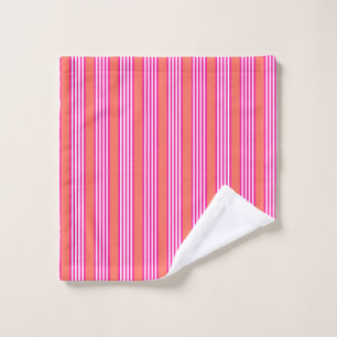Fuchsia en levend koraal vijf strepen patroon washandje