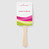 Fuchsia en Limegroene Trouwwaaierprogramma Handwaaier (Voorkant)