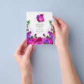  Fuchsia en Paarse Floral Wedding Invite Flyer (Hand)