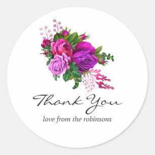  Fuchsia en Paarse shabby Wedding Ronde Sticker