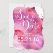 Fuchsia en Paarse Waterverf Save the Date (Voorkant)