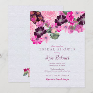 Fuchsia en Plum Floral Vrijgezellenfeest Kaart