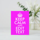 Fuchsia en White Keep Calm and Edit Text Briefkaart (Staand voorkant)
