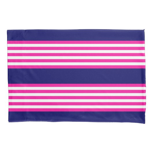 Fuchsia en white vijf strepen patroon met blauw kussensloop (Voorkant)