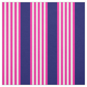 Fuchsia en white vijf strepen patroon met blauw stof