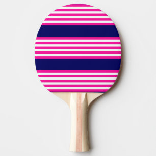 Fuchsia en white vijf strepen patroon met blauw tafeltennisbatje
