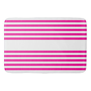Fuchsia en wit vijf strepen patroon badmat