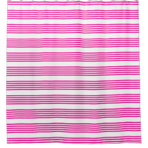 Fuchsia en wit vijf strepen patroon douchegordijn