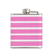 Fuchsia en wit vijf strepen patroon heupfles (Achterkant)