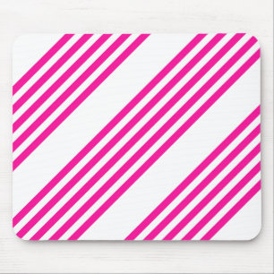 Fuchsia en wit vijf strepen patroon muismat