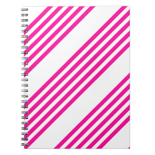 Fuchsia en wit vijf strepen patroon notitieboek