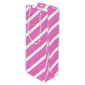 Fuchsia en wit vijf strepen patroon wijn cadeautas (Voorkant Gekanteld)