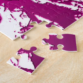 Fuchsia en Witte Aangepaste Foto met Naam Legpuzzel (Zijkant)