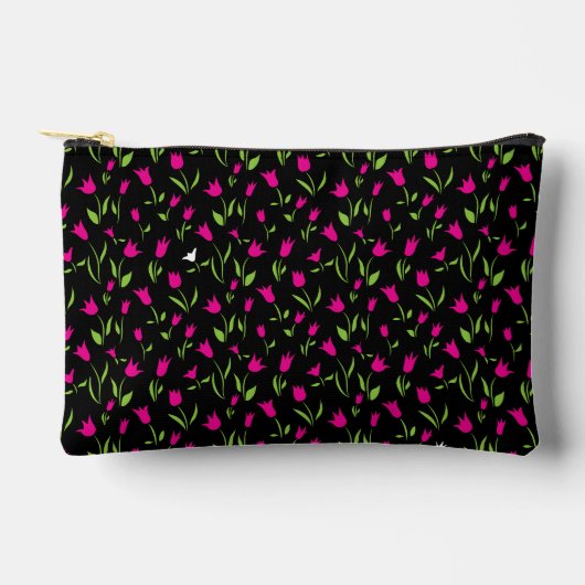 Fuchsia en witte tulpen op zwarte achtergrond etui (Voorkant)
