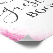 Fuchsia en zilver gastenboek tafelblad teken poster (Hoek)