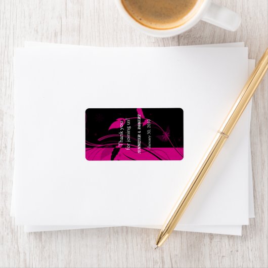 Fuchsia en Zwart Bloemen Bruiloft Lip Balm Label (Insitu)