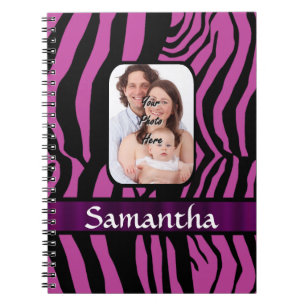 Fuchsia en zwart zebraprint notitieboek