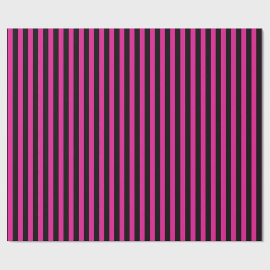 Fuchsia en zwarte snoepjes strepen cadeaupapier (Vlak)