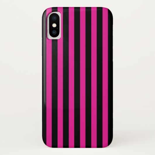 Fuchsia en zwarte snoepjes strepen Case-Mate iPhone case (Achterkant)