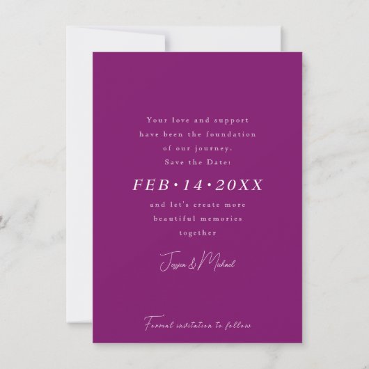 Fuchsia Enchantment: Waterverf bruiloft Save The Date (Achterkant)
