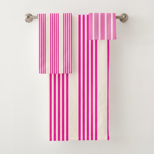 Fuchsia et beige cinq rayures motif (En situation)