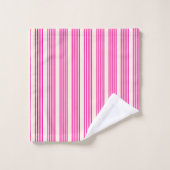 Fuchsia et beige cinq rayures motif (Gant de toilette)