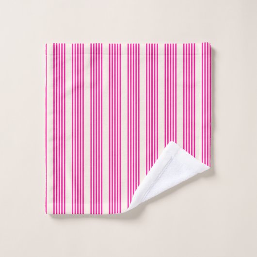 Fuchsia et beige cinq rayures motif (Gant de toilette)