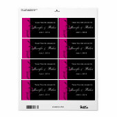 Fuchsia et Black Floral Étiquette bouteille d'eau (Feuille entière)