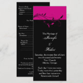 Fuchsia et Black Floral Filigree Wedding Programme (Devant / Derrière)