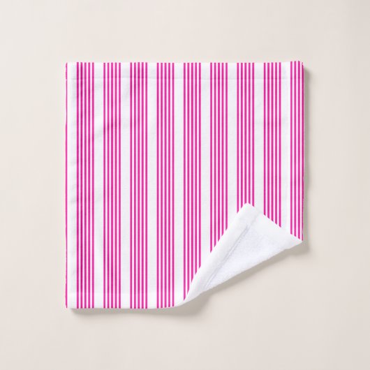 Fuchsia et blanc cinq bandes motif (Gant de toilette)