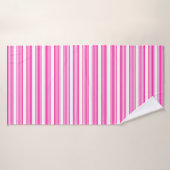 Fuchsia et blanc cinq bandes motif (Serviette de bain)