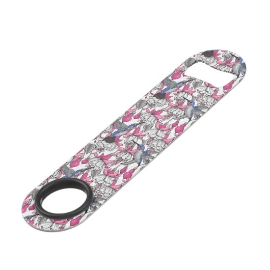 Fuchsia et colibris blancs (Devant angulaire)