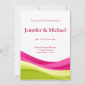 Fuchsia et invitation de mariage moderne vert citr (Devant)