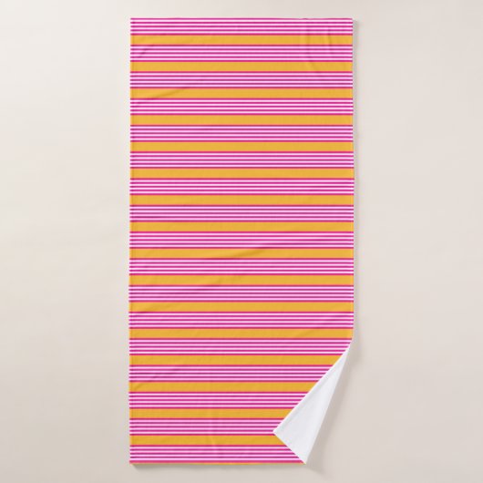 Fuchsia et jaune cinq bandes motif (Serviette de bain)