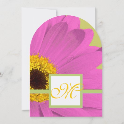 Fuchsia et Lime Gerber Daisy Faire-part de mariage (Dos)