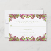 Fuchsia et Lime Paisley Faire-part de mariage (Devant)