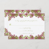 Fuchsia et Lime Paisley Faire-part de mariage (Devant / Derrière)