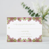 Fuchsia et Lime Paisley Faire-part de mariage (Debout devant)