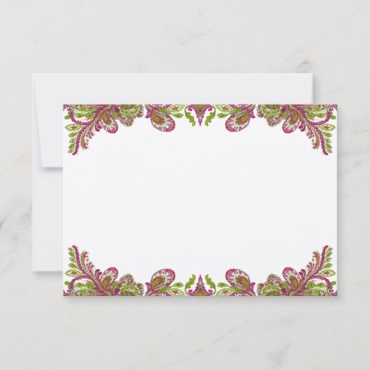 Fuchsia et Lime Paisley Faire-part de mariage (Devant)