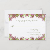 Fuchsia et Lime Paisley Faire-part de mariage (Dos)