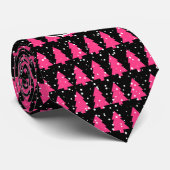 Fuchsia Et Noir Monogramme Cravate Arbre De Noël (Roulé)