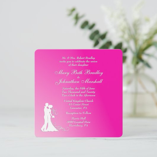 Fuchsia Faire-part de mariage (Debout devant)