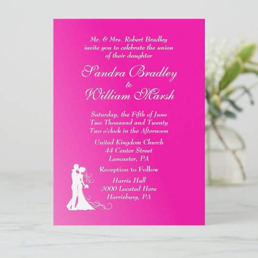 Fuchsia Faire-part de mariage (Debout devant)