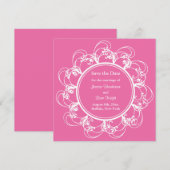 Fuchsia Fancy Floral Save the Date (Voorkant / Achterkant)