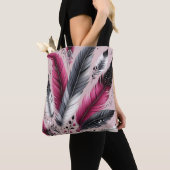 Fuchsia Feather Canvas tas – Chic & Functioneel (Dichtbij)