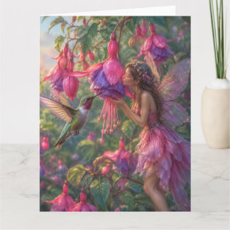 Fuchsia fee met kolibrie kaart