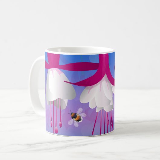 Fuchsia Fleurs Café Mug (Devant gauche)